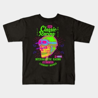 Bike Rider Retro Skull Neon Kids T-Shirt